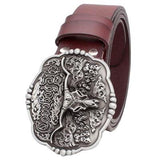 Genuine Leather Belt and Bull Skull Belt Buckle