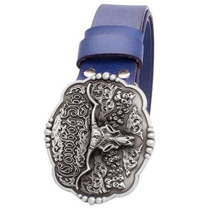Genuine Leather Belt and Bull Skull Belt Buckle