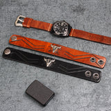 Bull Skull Adjustable Leather Bracelet