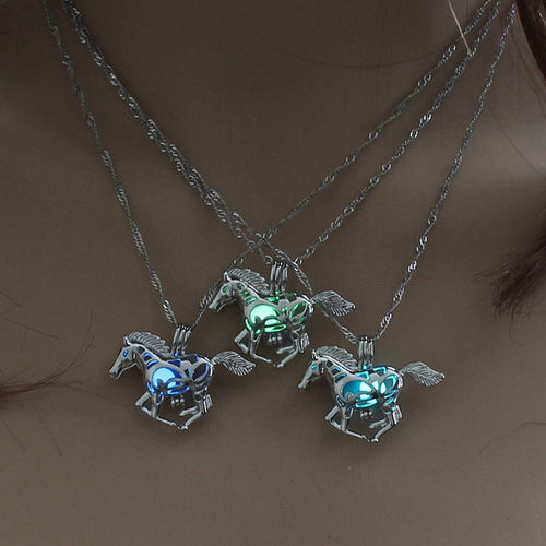 Running Horse Luminous Locket Glow In The Dark Necklace For Women