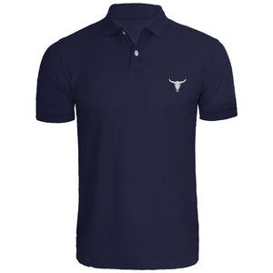 Mens Bull Skull Embroidered Polo Shirts Men Shirts