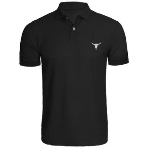 Mens Bull Skull Embroidered Polo Shirts Men Shirts