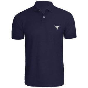 Mens Bull Skull Embroidered Polo Shirts Men Shirts