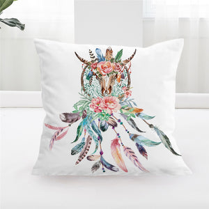 Cow Skull Pillow Cover Dreamcatcher Throw Pillowcase