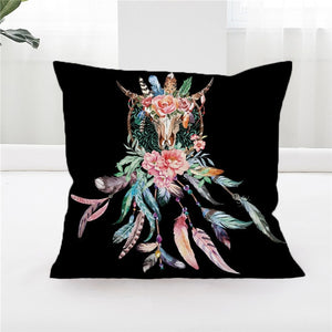Cow Skull Pillow Cover Dreamcatcher Throw Pillowcase
