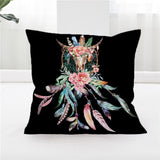 Cow Skull Pillow Cover Dreamcatcher Throw Pillowcase