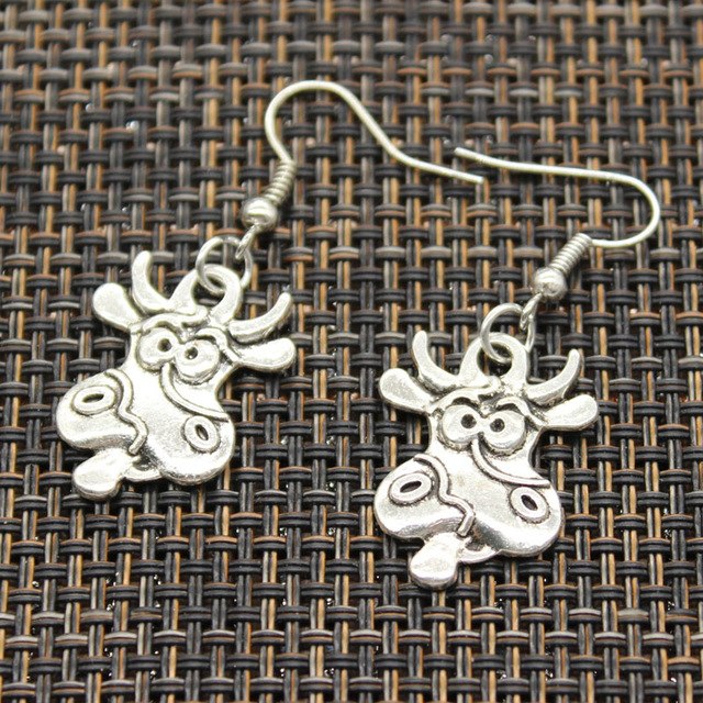 Handmade Bull Skull Silver Earrings For Womens