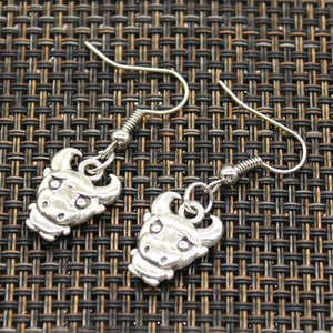 Handmade Bull Skull Silver Earrings For Womens