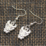Handmade Bull Skull Silver Earrings For Womens