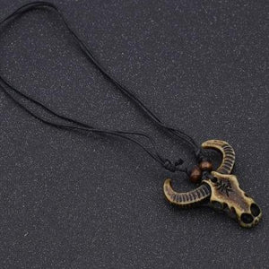 African Tribal Bull Head Skull Amulet Pendant Necklace