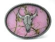 Bull skull head belt buckle front