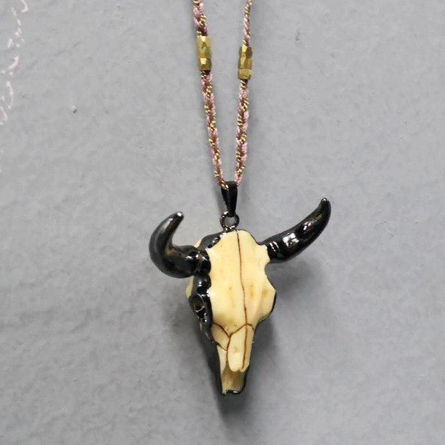 Bull Skull Rope Chain Necklace