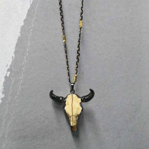 Bull Skull Rope Chain Necklace