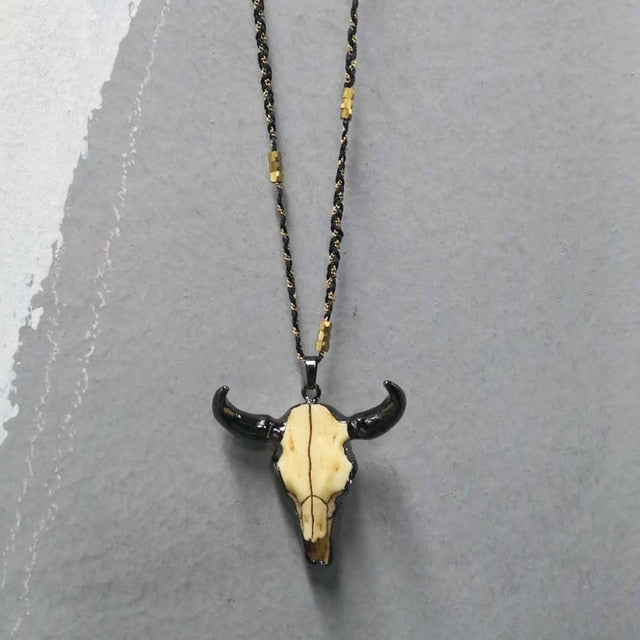 Bull Skull Rope Chain Necklace
