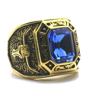 Mens Stainless Golden West Cowboy Stone Ring