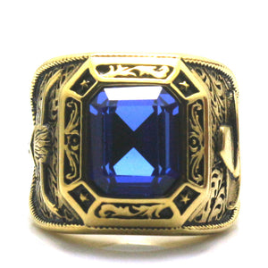 Mens Stainless Golden West Cowboy Stone Ring