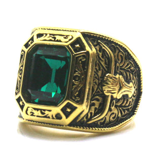 Mens Stainless Golden West Cowboy Stone Ring