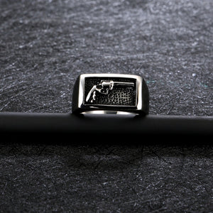 Stainless Steel Cool Silver Cowboy Ring For Men