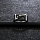 Stainless Steel Cool Silver Cowboy Ring For Men