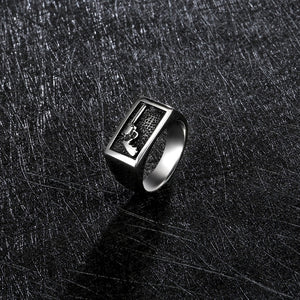 Stainless Steel Cool Silver Cowboy Ring For Men