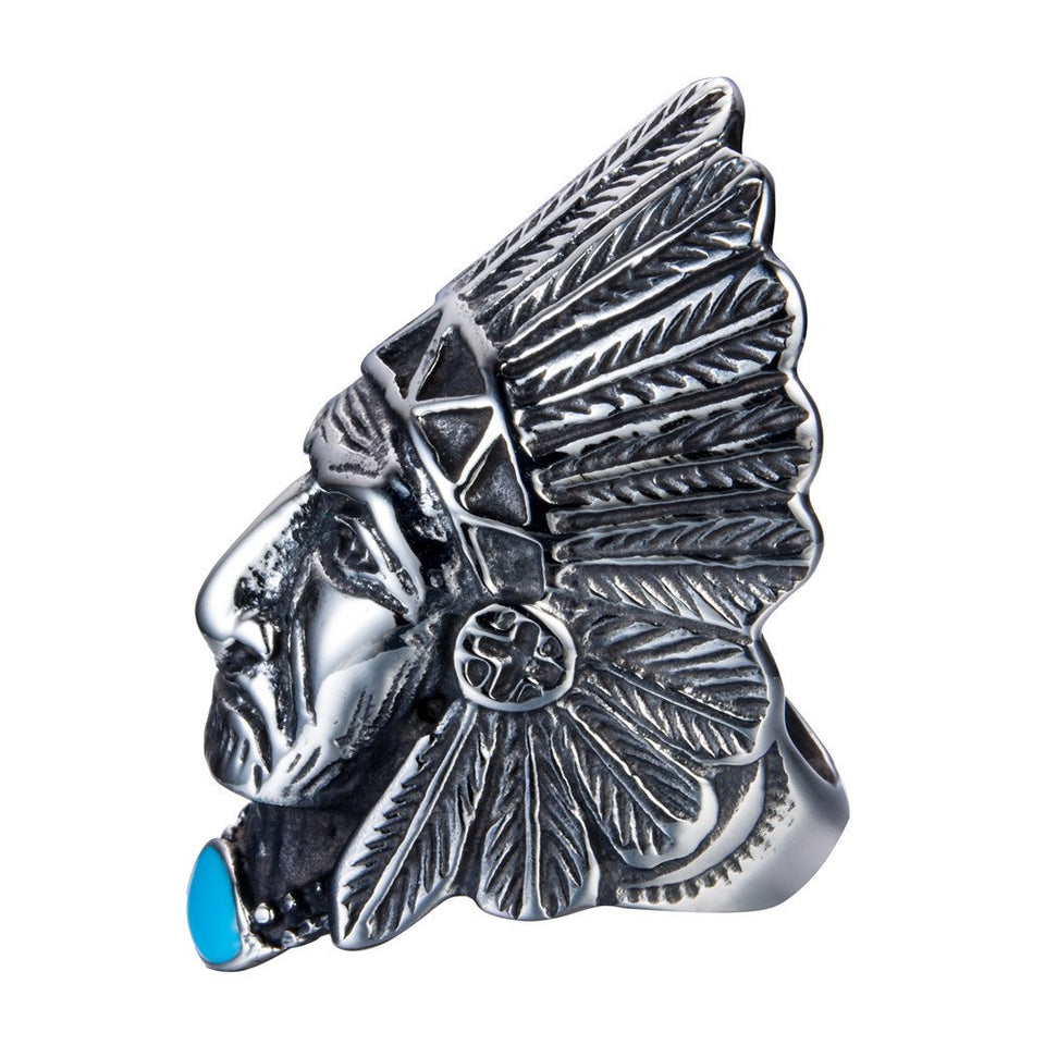 Mens Stainless Steel Native American Indian Ring