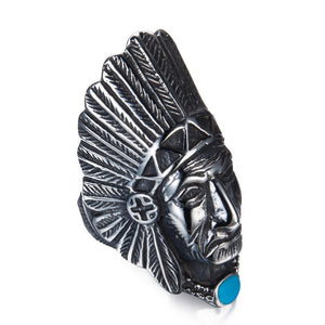 Mens Stainless Steel Native American Indian Ring