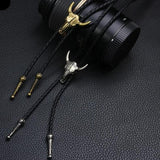 Bull skull head bolo tie front