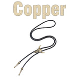 Copper Bull skull head bolo tie front