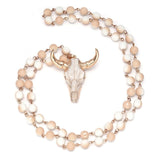 Head Long Sweater Crystal Bead Skull Pendant Strand Necklace