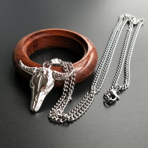 Men's Bull Head Stainless Steel Chain and Alloy Pendant