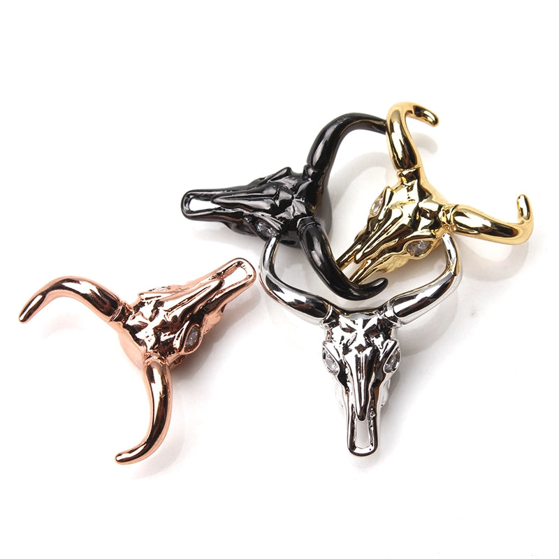 Bull skull head front charm pendant