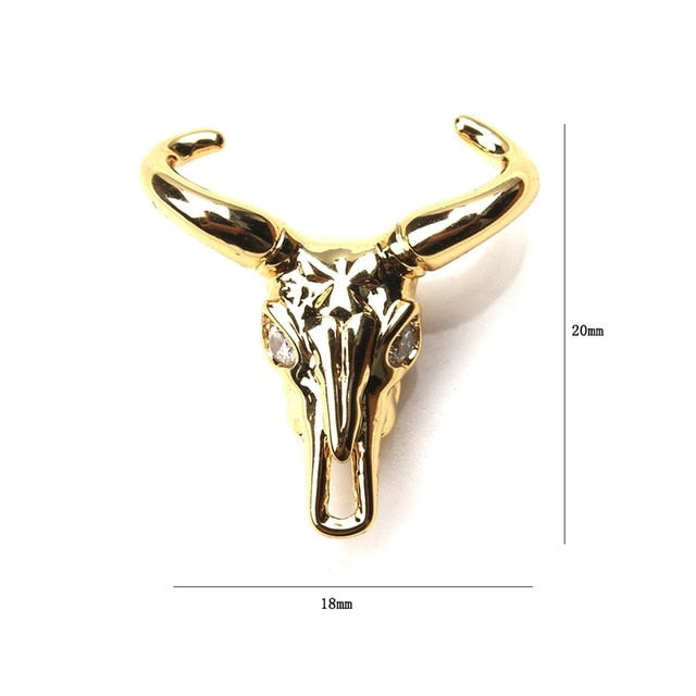 Bull skull head front charm pendant