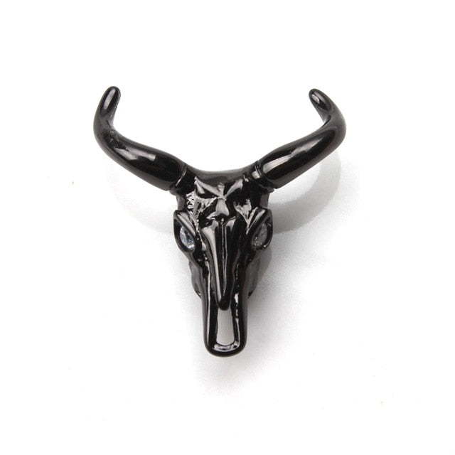 Bull skull head front charm pendant