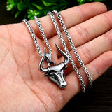 Stainless steel Odin bull head Amulet  Viking necklace