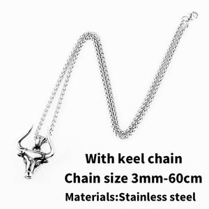 Stainless steel Odin bull head Amulet  Viking necklace