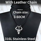 Stainless steel Odin bull head Amulet  Viking necklace