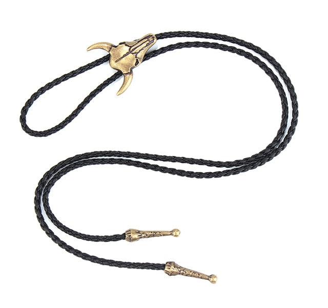 Bull Pendant Necklace with Fashionable Leather Rope