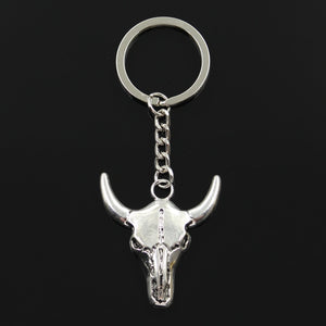Bull skull head key chain front