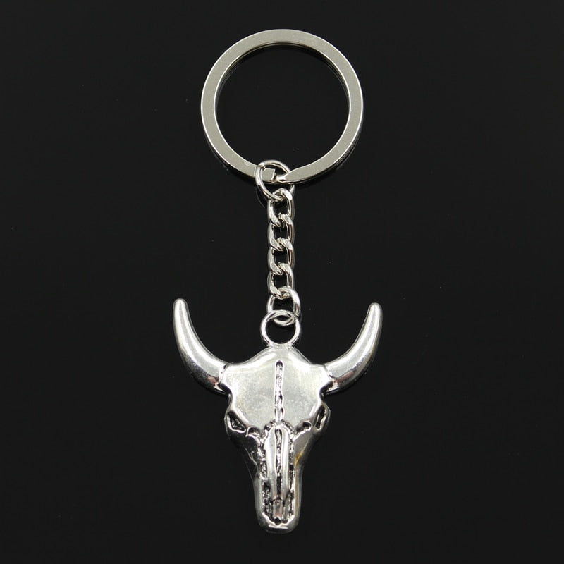 Bull skull head key chain front
