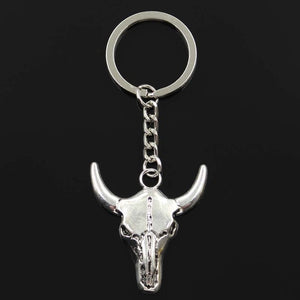 Bull skull head key chain front