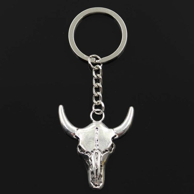 Bull skull head key chain front