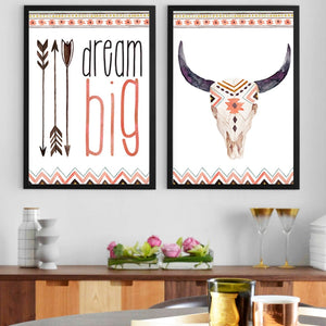 Motivational bull skull canvas poster front