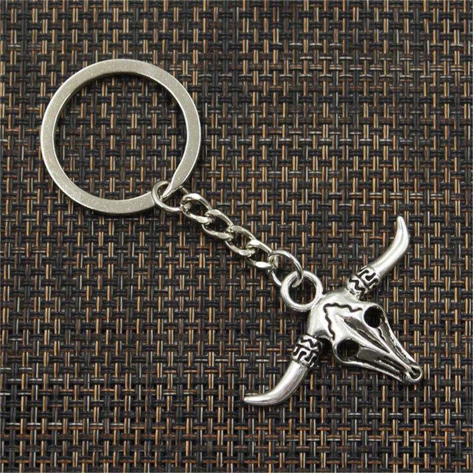 Bull skull head necklace front