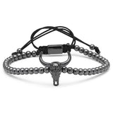 Bull Skull Adjustable Beaded Bracelet
