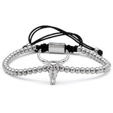 Bull Skull Adjustable Beaded Bracelet