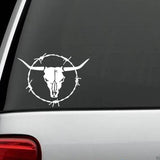 Longhorn Bull Cow Skull Barb Barbed Wire Decal Sticker