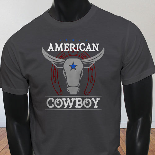 AMERICAN COWBOY BULL TEXAS SPORTSER MENS T-SHIRT