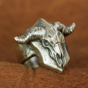 Sterling Silver Bull Skull Ring