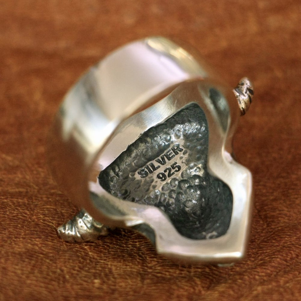 Sterling Silver Bull Skull Ring