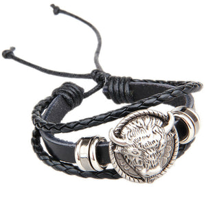 Vintage Buffalo Head Antique Leather Bracelet
